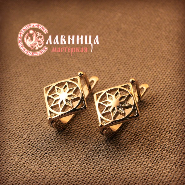 Cерьги "Алатырь" из золота