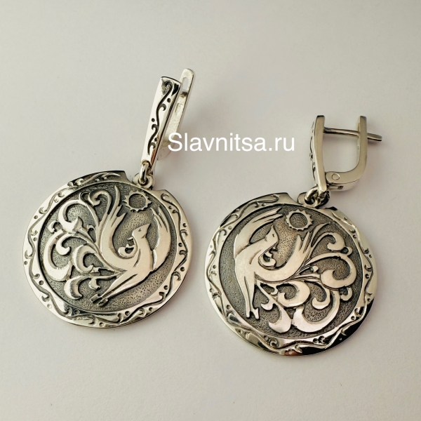Серьги Птицы из серебра
