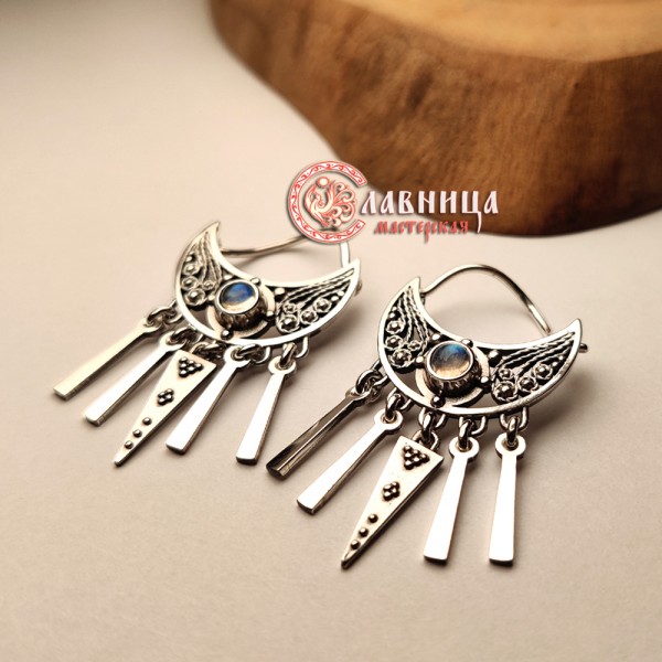 Серьги Лунница из серебра