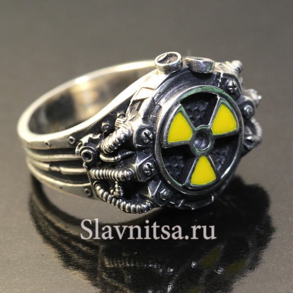 Кольцо со знаков радиации, Fallout, из серебра