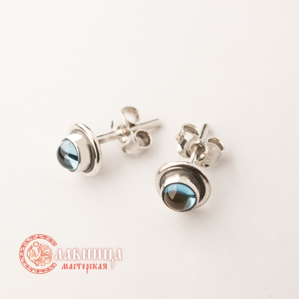 Серебряные серьги с топазами (пусеты)